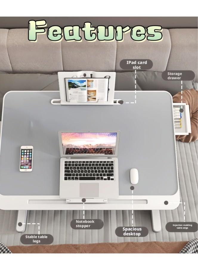 Laptop Tray, 60*40cm Table Lap For Bed, Multi-Purpose Premium Lap Desk, Height Angle Adjustable, With Drawer, Tablet Slot, For Eating, Working, Writing, Gaming, Drawing (XJC-002) - Image 5